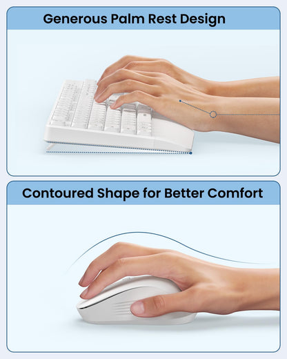 seenda Bluetooth Keyboard and Mouse, COE200 USB + Bluetooth Multi Device, Ergonomic Keyboard Mouse Set, Full-Size Wireless Combo Compatible for Mac OS/Windows PCs Computers Laptops MacBooks - Black