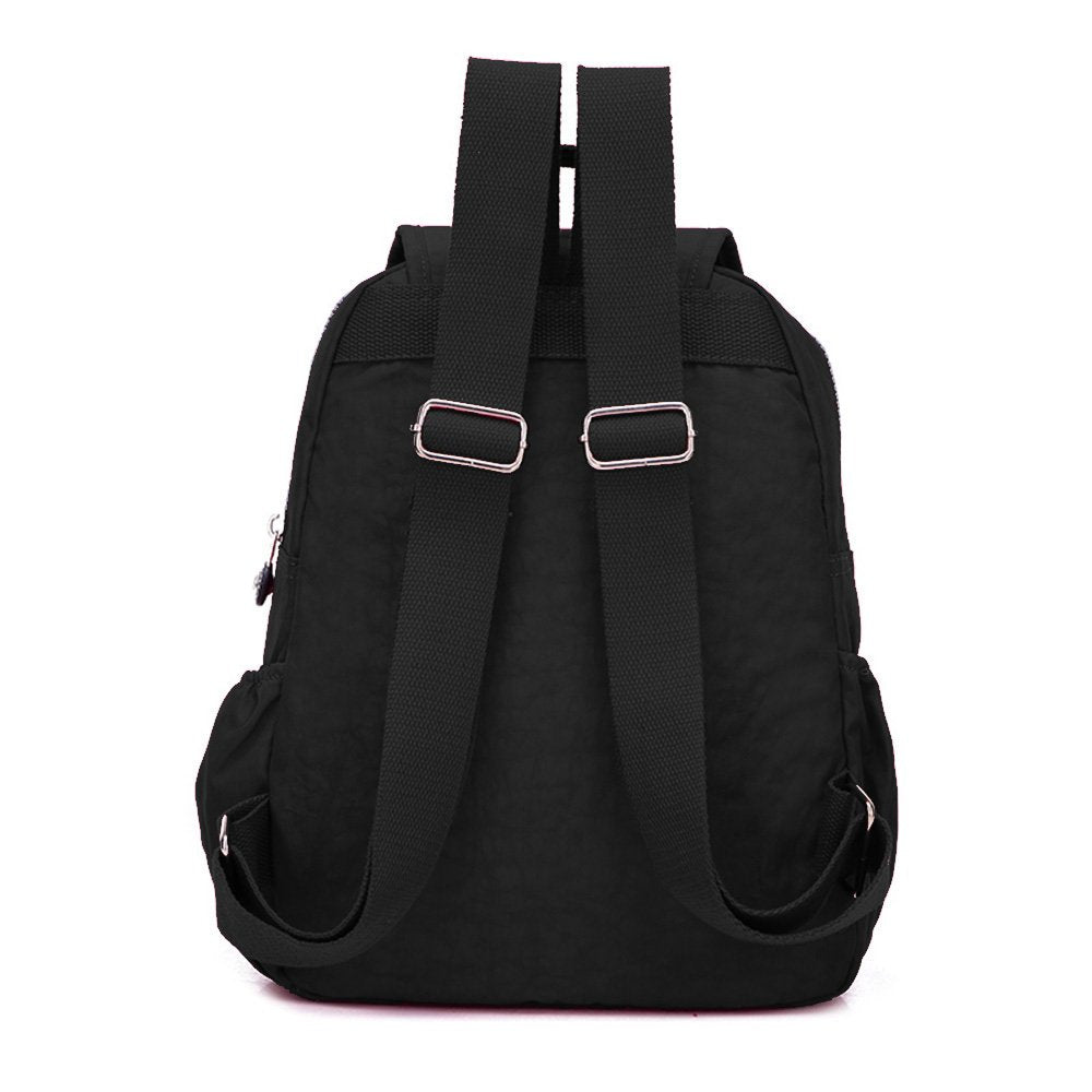 XUEREY Women's Small Handbag Nylon Shoulder Bag Casual Day Pack Multi-Pocket Casual Waterproof Nylon Bags Travel School Bag Laptop Backpack (Black)