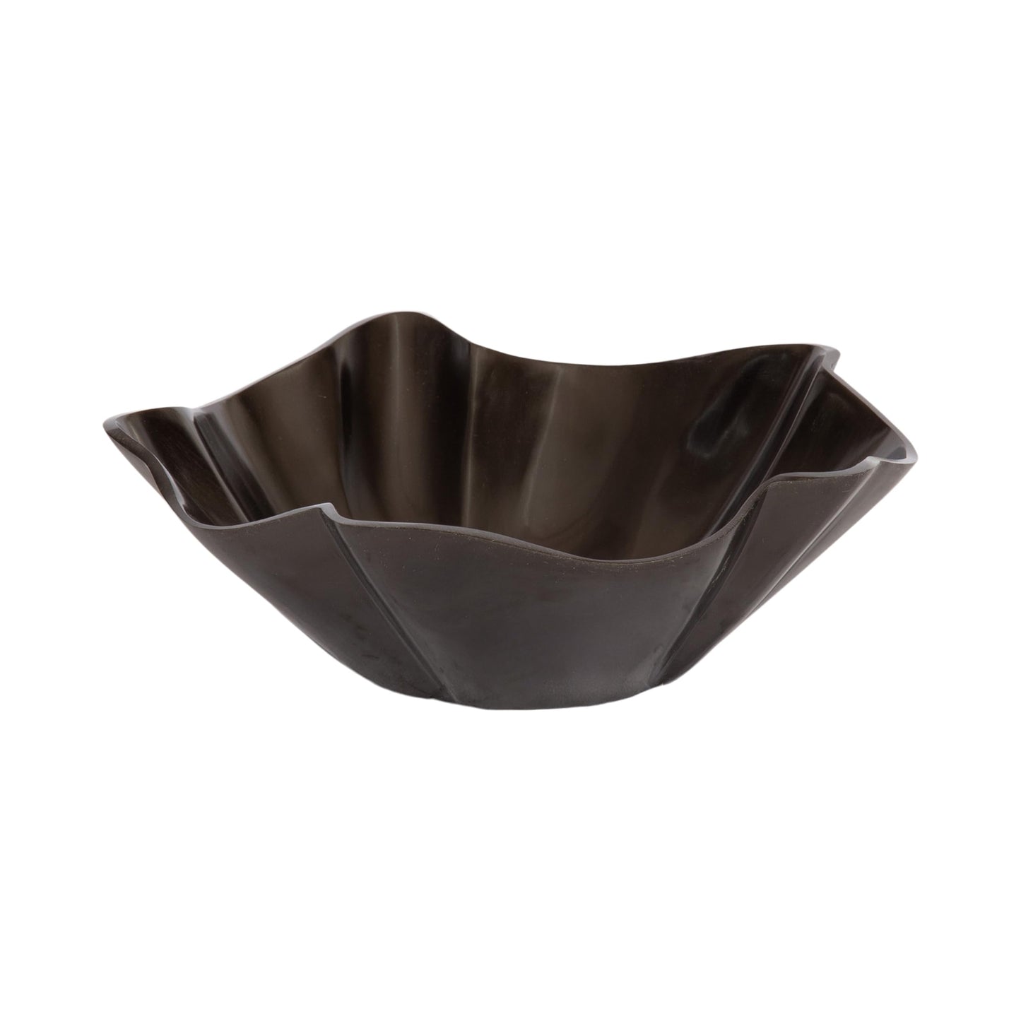 Kate and Laurel Flutte Scalloped Decorative Metal Serving Bowl; 10 x 10 x 3; Black Nickel; Modern Wavy Fruit Bowl for Kitchen Counter or Use as Tabletop Storage for an Entryway Table