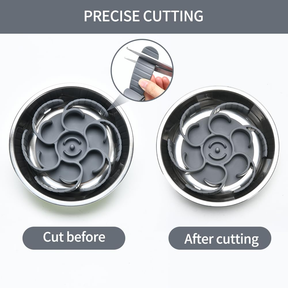 Slow Feeder Dog Bowls Insert,Third Generation upgradedSuper Firm Eating Bowl（Cuttable） for Large Breed and Medium Small Size Compatible with Regular Elevated Metal Glass Dog Bowl (Gray) (Grey)