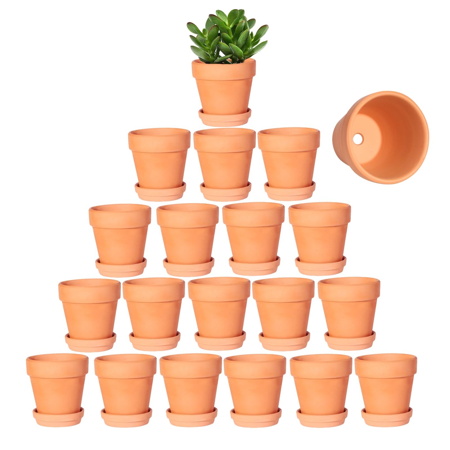 Kosrtuny 3 Inch Terracotta Pots with Saucer-20 Pack Succulent Cactus Plant Pots with Drainage Hole, Great for Plants Garden Windowsill Indoor & Outdoor Wedding Favors Gifts