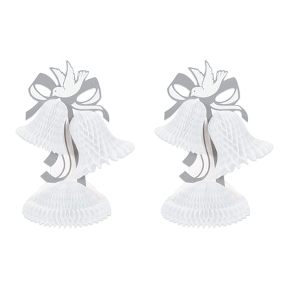 Beistle 2 Piece Honeycomb Tissue Bell Centerpieces For Wedding Decorations, Bridal Shower Décor, Anniversary Party Supplies
