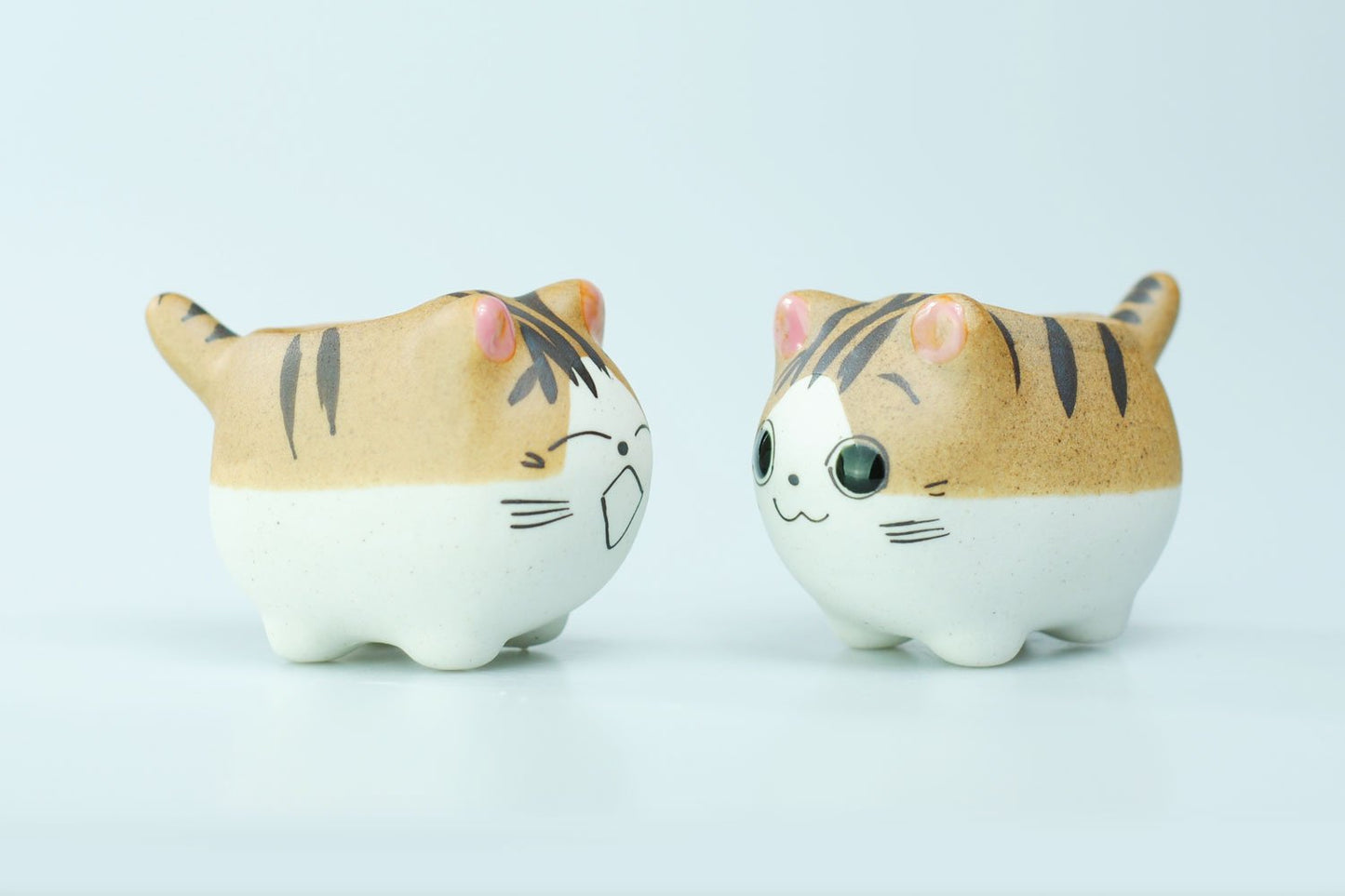 VanEnjoy Original Design Handmade Mini Cute Cartoon Ceramic Succulent Pots Planters With Drainage Hole - Cat Gifts for Cat Lovers Office - Pack of 5