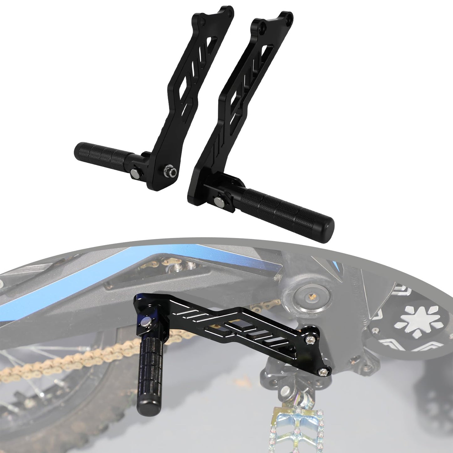Dirt Bike Rear Foot Pegs Aluminum CNC Passenger Pedal Bracket Rest Footrests for Talaria MX3/MX4/MX5 Electric Dirt Bike Black