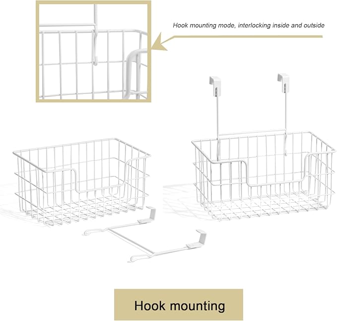 Wire Storage Basket 2 Packs, Wall Mounted Kitchen Bathroom, Hanging Cabinet