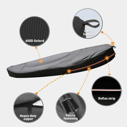 Smikodo 600D Kayak Covers for Outdoor Storage,Kayak Cover 18-20ft Canoe Covers Paddle Board Cover Fit 18-20ft, Protects Against Water,UV,Dust for Outdoor/Indoor Storage Grey