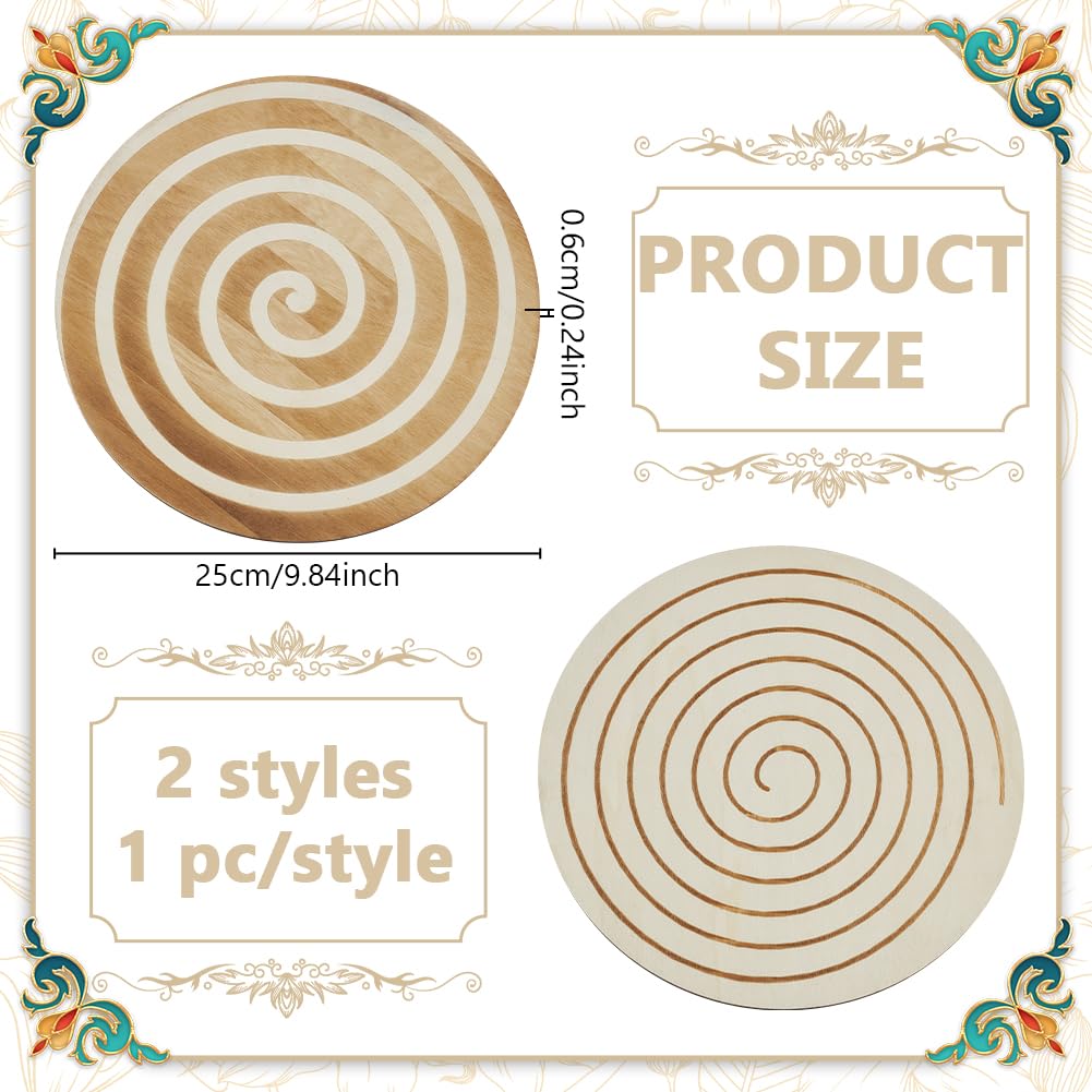 INFUNLY 2pcs Wooden Crystal Grid Board Spiral Geometry Energy Grids Board for Healing 9.8 inches Seed of Life Antler Chakra Grid Plate for Altar Yoga Meditation Witchcraft Reiki Ritual Decor
