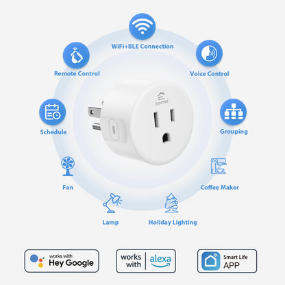 EIGHTREE Smart Plug, Smart Home WiFi Outlet Compatible with Alexa & Google Home, Smart Socket with Remote Control & Timer Function, 2.4GHz WiFi Only