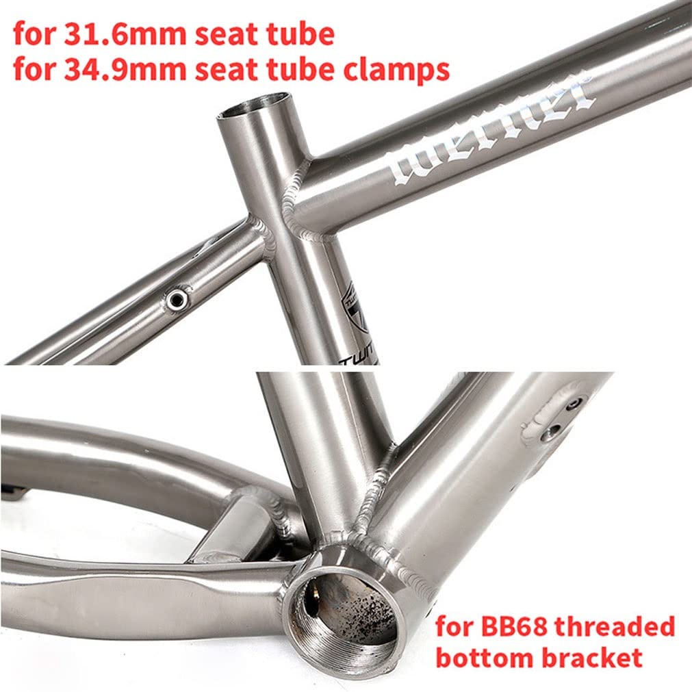 HIMALO Bike Frame 27.5/29er Mountain Bike Frame 15.5''/17''/19'' Lightweight Titanium Alloy Rigid Frame Disc Brake Thru Axle 12x142mm XC AM(27.5 * 17'')