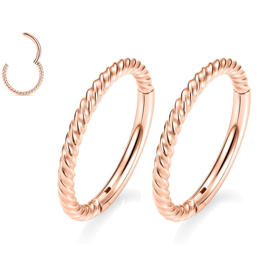 Rose Gold Septum Jewelry - 18 Gauge Seamless Septum Clicker & Nose Ring Hoop - 8mm, 18g Cartilage Earring & Lip Rings - Surgical Steel Helix Earrings - Nose Piercing Jewelry