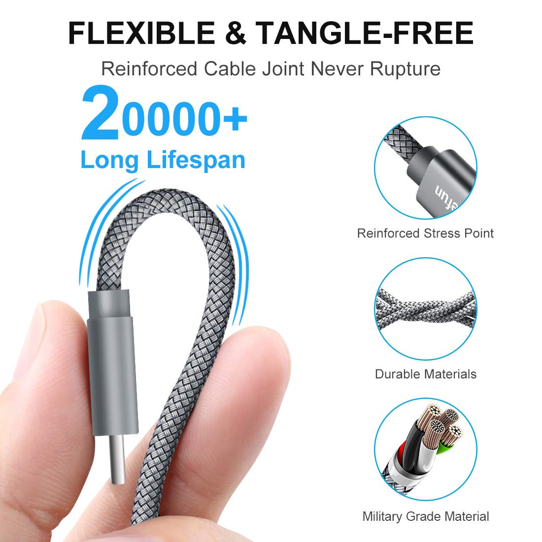 CLEEFUN USB C Cable, USB to USB C Cable, [5 Pack, 3/3/6/6/10 ft] Type C Charger Cable Fast Charging for iPhone 17 16 15 Pro Max Plus Air, for Samsung Galaxy S25 S24 S23 S22 S21 S20 S10 A17 A16 A15