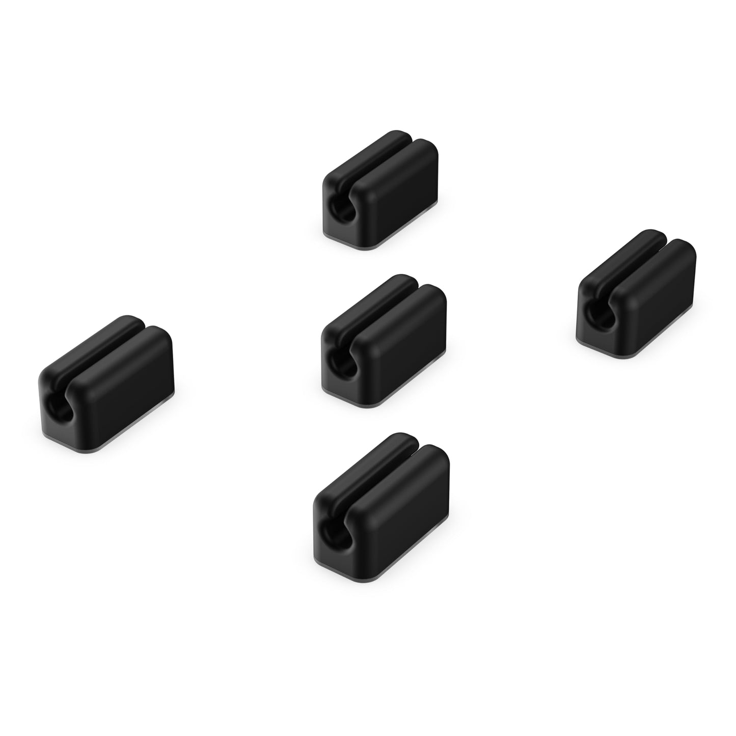 OTTOCAST Mini Cable Management Clip Kit with Adhesive, Cord Organizer, Wire Holder for Desk, Nightstand, Phone Charger, Computer, Home, Office, Car, Black, 5 Pack