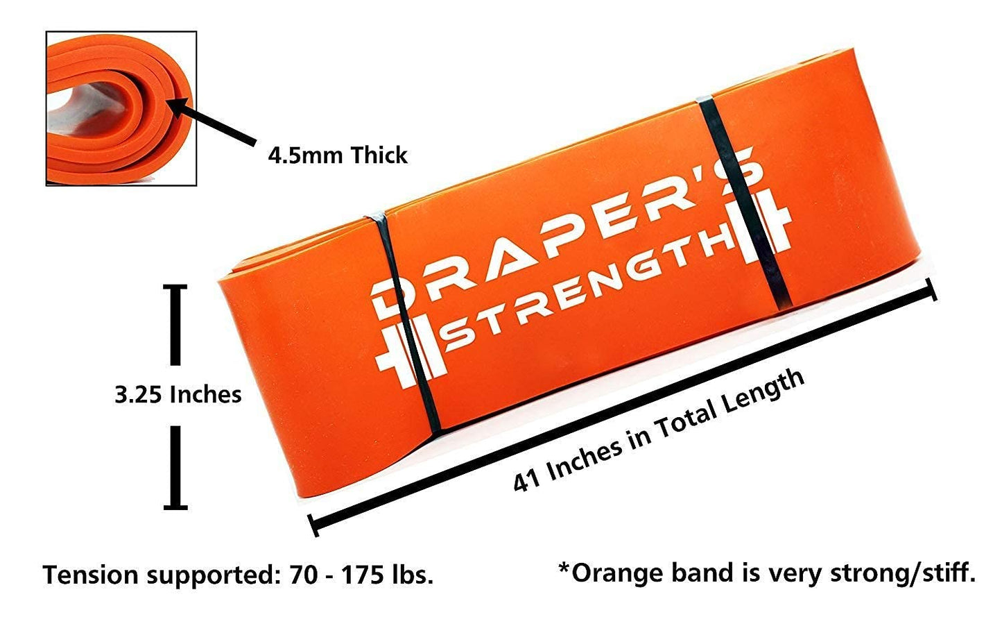 Draper's Strength Heavy Duty Resistance Stretch Loop Bands for Powerlifting Workout Exercise and Assisted Pull Ups