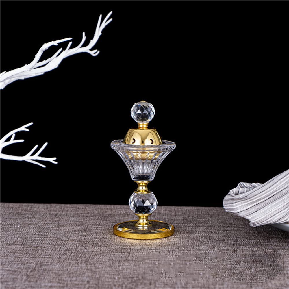 Crystal Incense Burner,Oud Frankincense Aromatherapy Bakhoor Burner Arabian Diffuser Desk Decor for Yoga Meditation Spa (Moon)