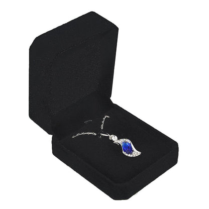 2Pcs Classic Velvet Necklace Box for Jewelry Gift, Black Pendant Display Case for Wedding Engagement Anniversary