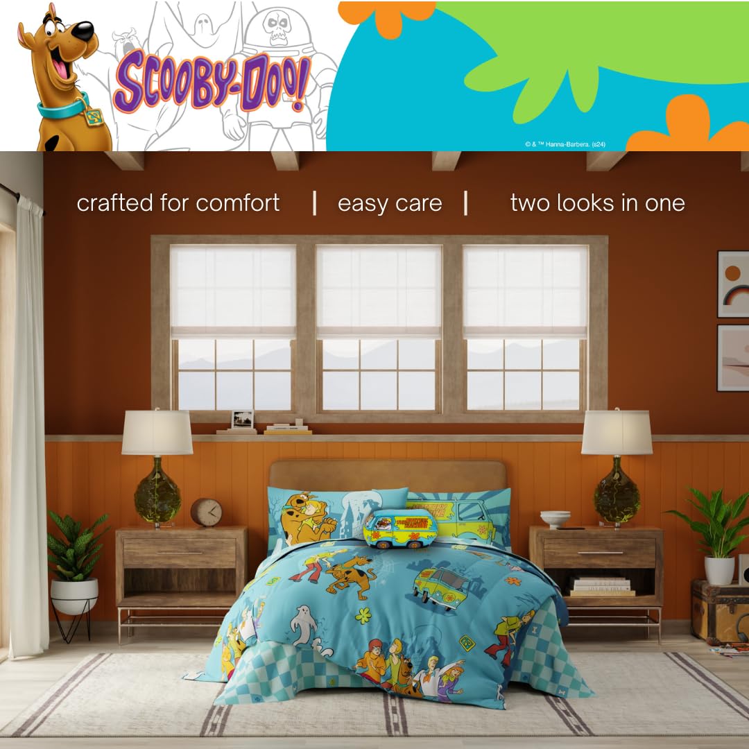 Franco Scooby Doo Scoobtober Bedding 5 Piece Super Soft Reversible Comforter and Sheet Set with Sham, Twin, (Officially Licensed Product)