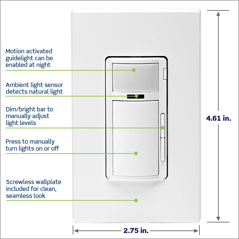Leviton Decora Smart Switch, Wi-Fi 2nd Gen, Neutral Wire Required, Works with Matter, My Leviton, Alexa, Google Assistant, Apple Home/Siri & Wired or Wire-Free 3-Way, D215S-1RW, White