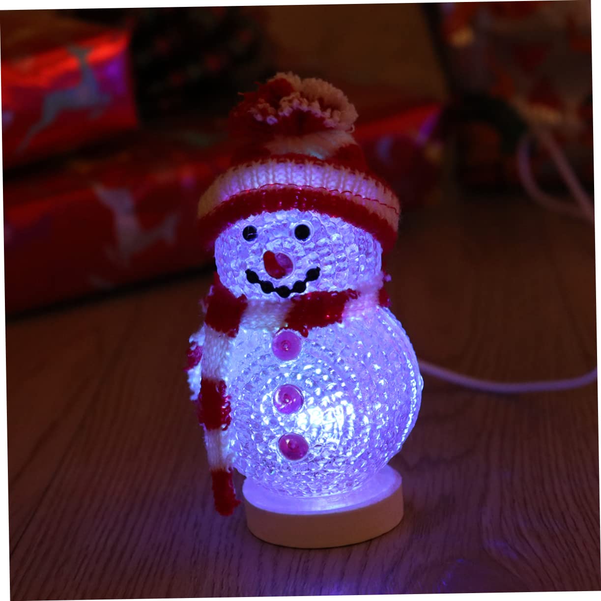 Uonlytech Christmas Snowman Night Ligh, LED Light USB Night Light Mini Glowing Snowman Desktop Ornaments for Home Bedroom Christmas
