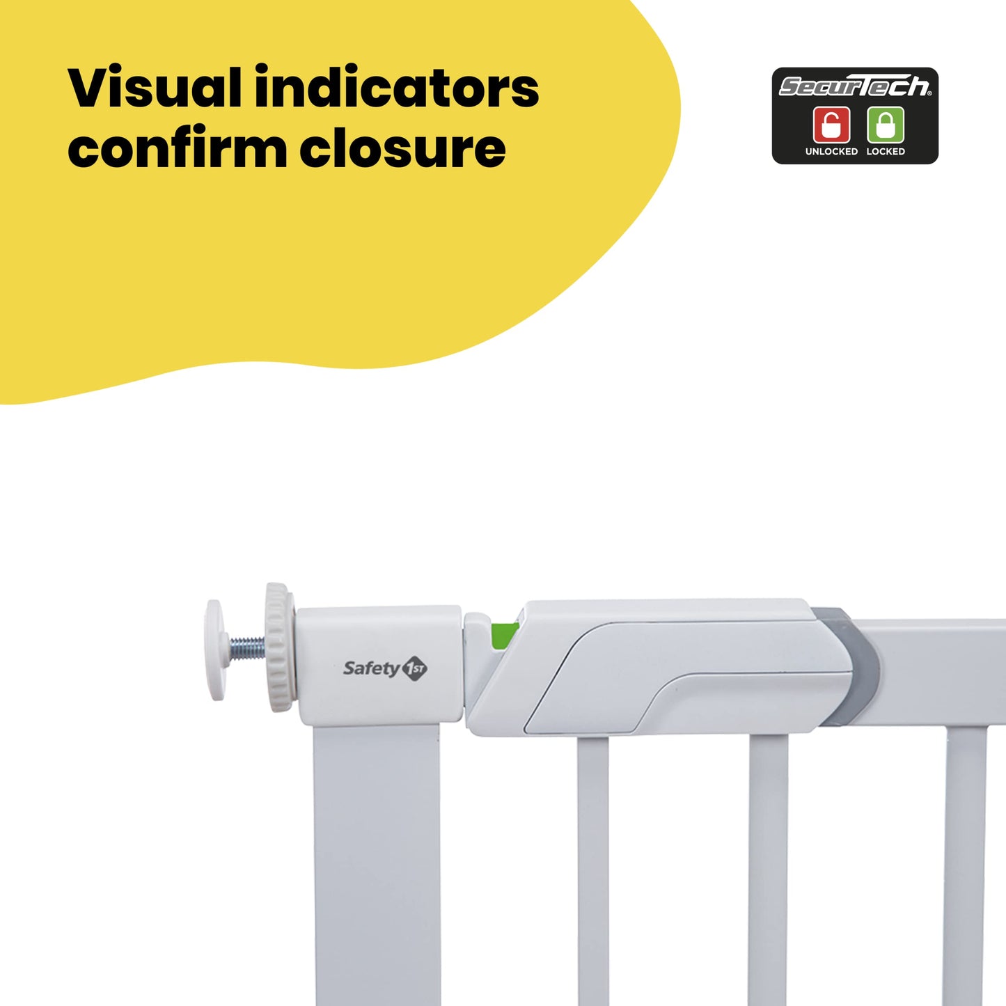 Safety 1st Flat Step Gate, Baby Stair Gate Pressure Fit, 73-80cm (max. 101cm), Ultra Flat Step-over Bar, "Keep Open" Baby Safety Gate, One-Hand Opening, No-Screw Installation (No Drilling), White