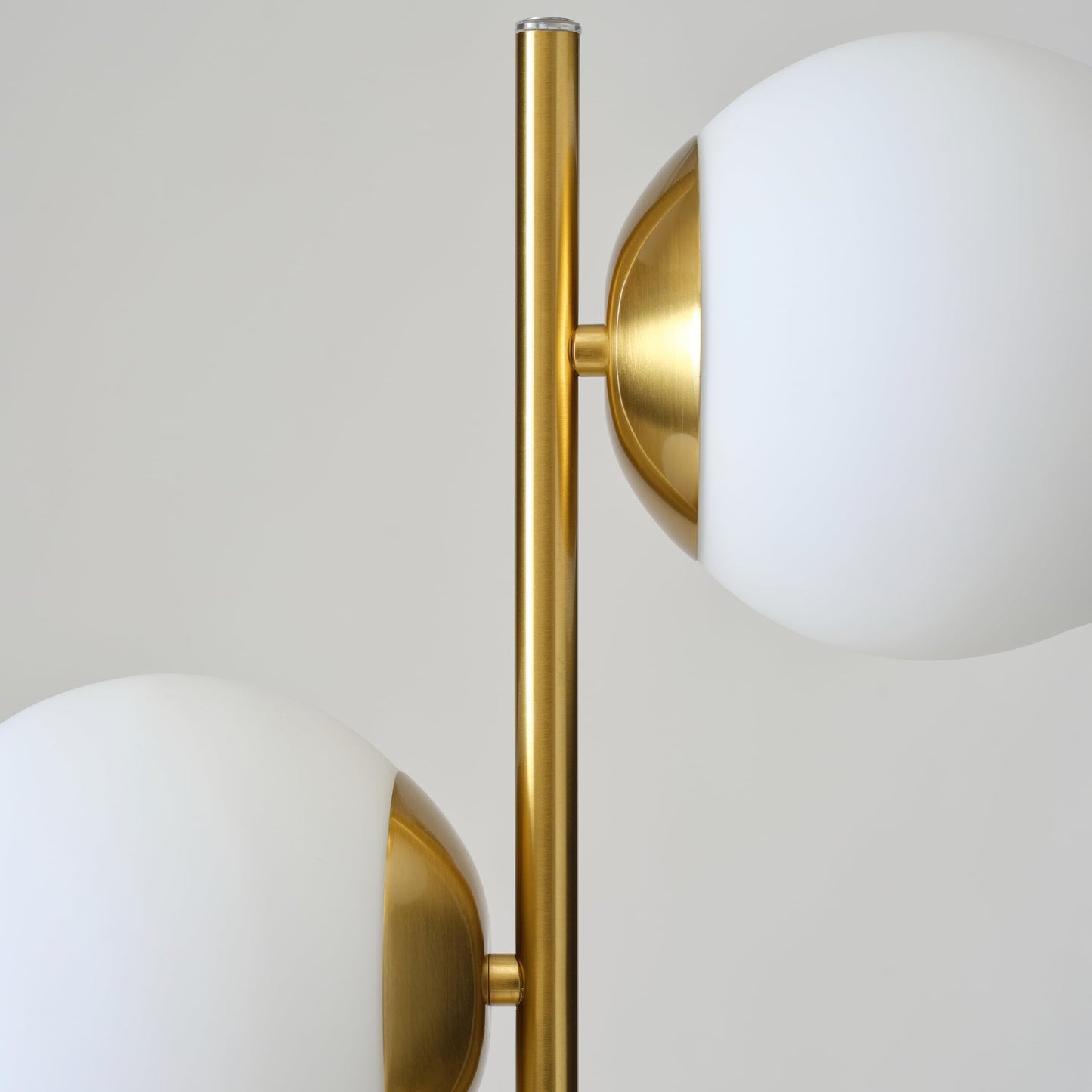 Brightech Sphere Table Lamp for Living Room, Mid-Century Modern Nightstand Light for Bedroom Offices, Contemporary Living Room Decor - 2 LED Globe Lights, USB Port – Gold/Antique Brass