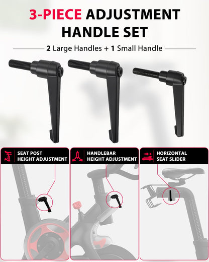 TCVG 3 Pack Metal L-Handle Adjustment Lever Set Compatible with Peloton Bike and Bike+ Seat and Handlebar Adjustment, Includes Screws and Grip