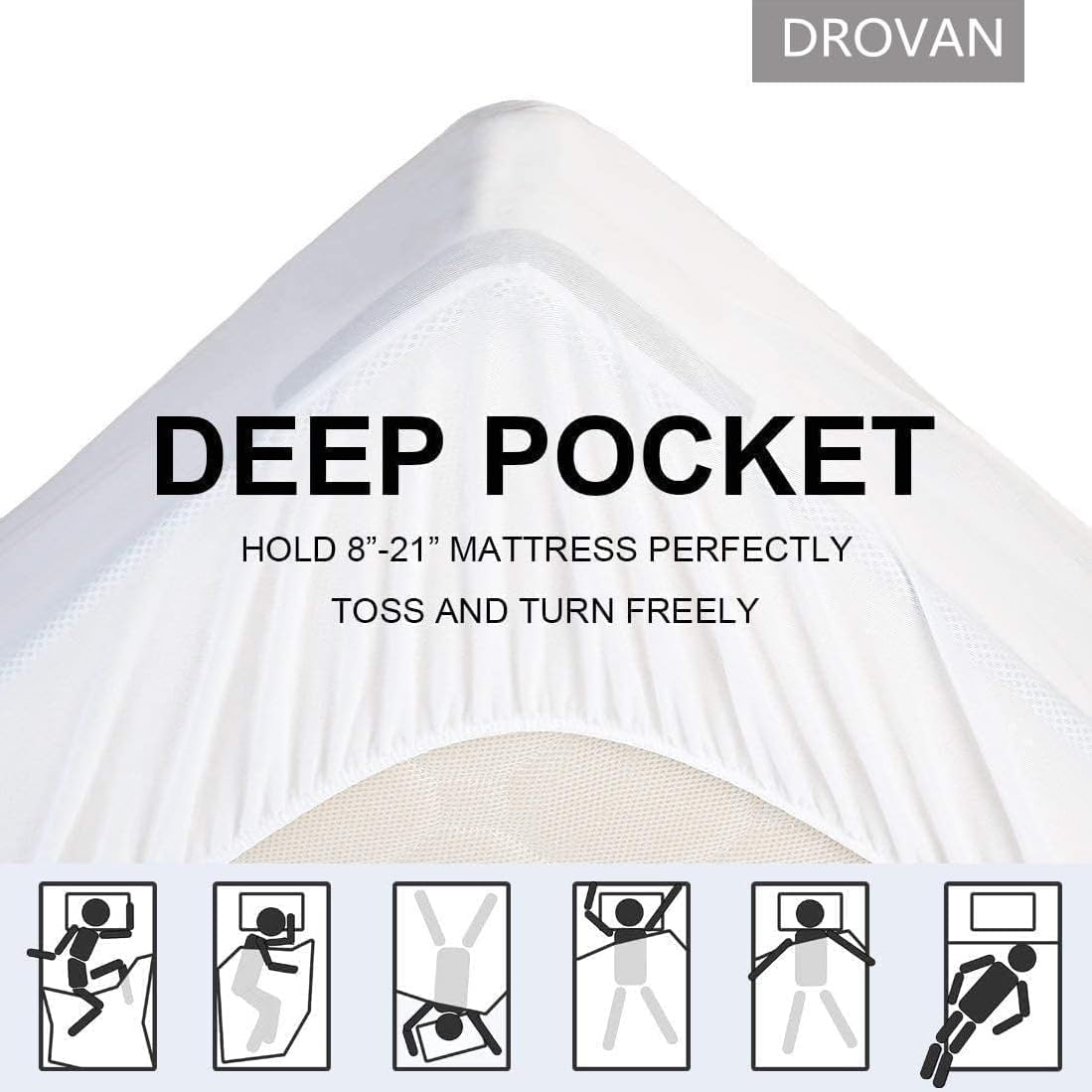 DROVAN Mattress Pad King Size - Extra Thick Mattress Cover - Pillow Top Deep Pocket with Breathable 7D Spiral Fiber Filling Cooling Mattress Topper
