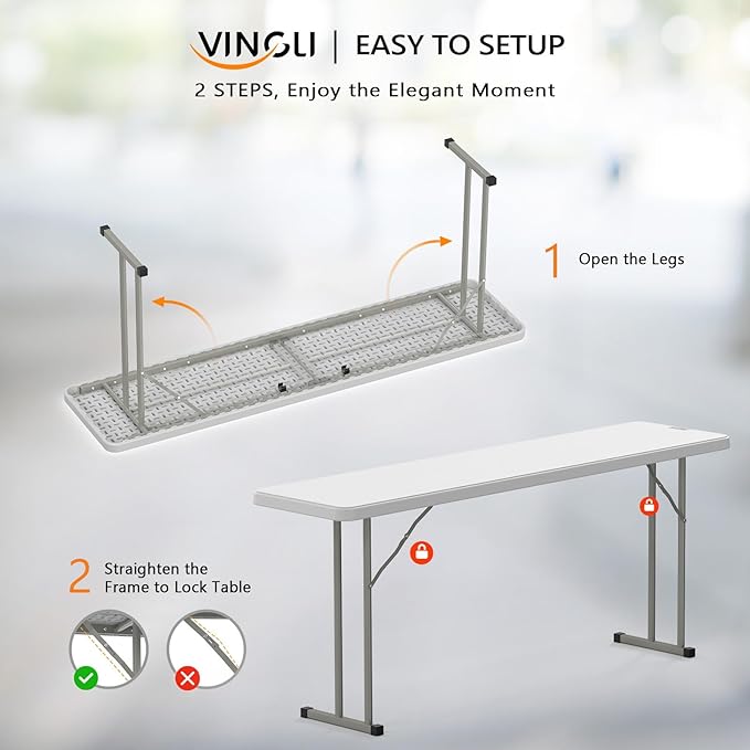 VINGLI 6 FT Narrow Folding Table, Home Work