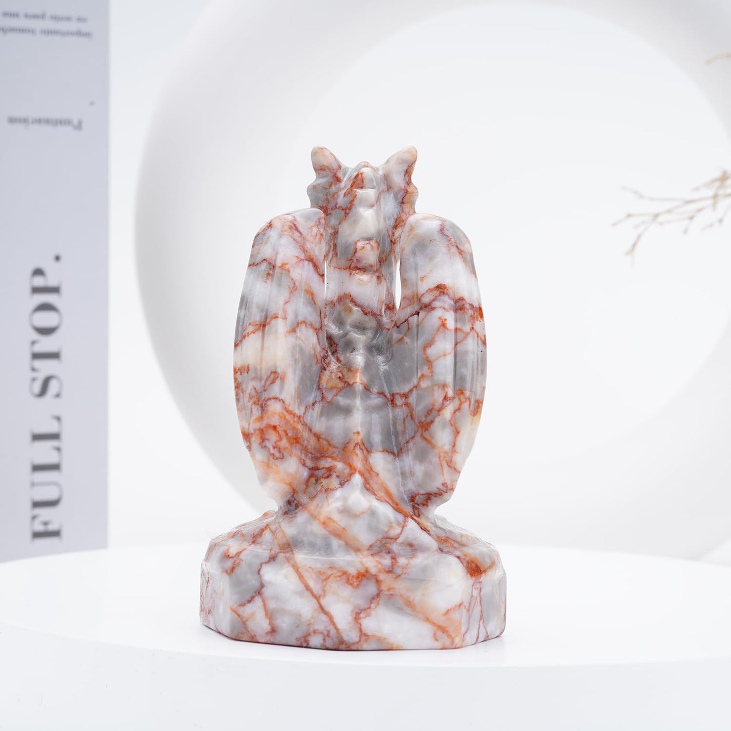 Bmuafry Natural Dragon Crystal Sculptures and Statues Hand Carved Reiki Healing Stone Statue Healing Home Office Art Room Decoration Collectible Ornaments (Red Grid, Flying Dragon)