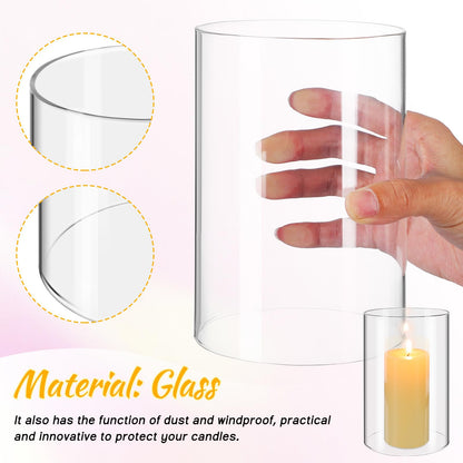 SHINEOFI 2pcs Hurricane Candle Holder Sleeve Cylinder Glass Shade Candleholder Tube Lamp Shade, Clear Glass Bottomless Cylinder, 5. 9 X 3. 9 Inches