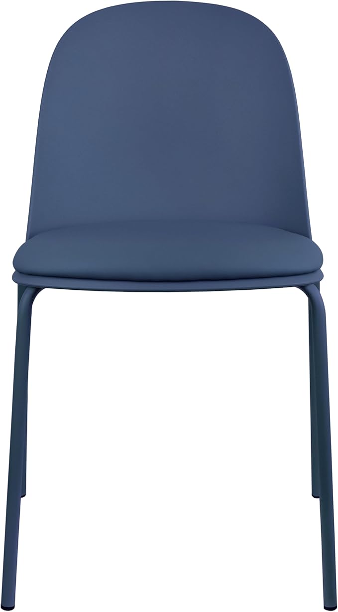 2xhome Parent Modern Stackable Armless Dining Chair | Plastic Shell Seat with Metal Legs | Indoor or Outdoor Use | Home Kitchen Patio (1, Blue, Padded Seat)