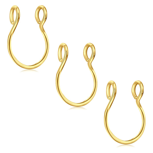 D.Bella Fake Nose Rings Hoop 20 Gauge Non Piercing Stainless Steel Clip-on Fake Faux Septum Clicker Nose Hoop Ring Piercings Jewelry for Women Men