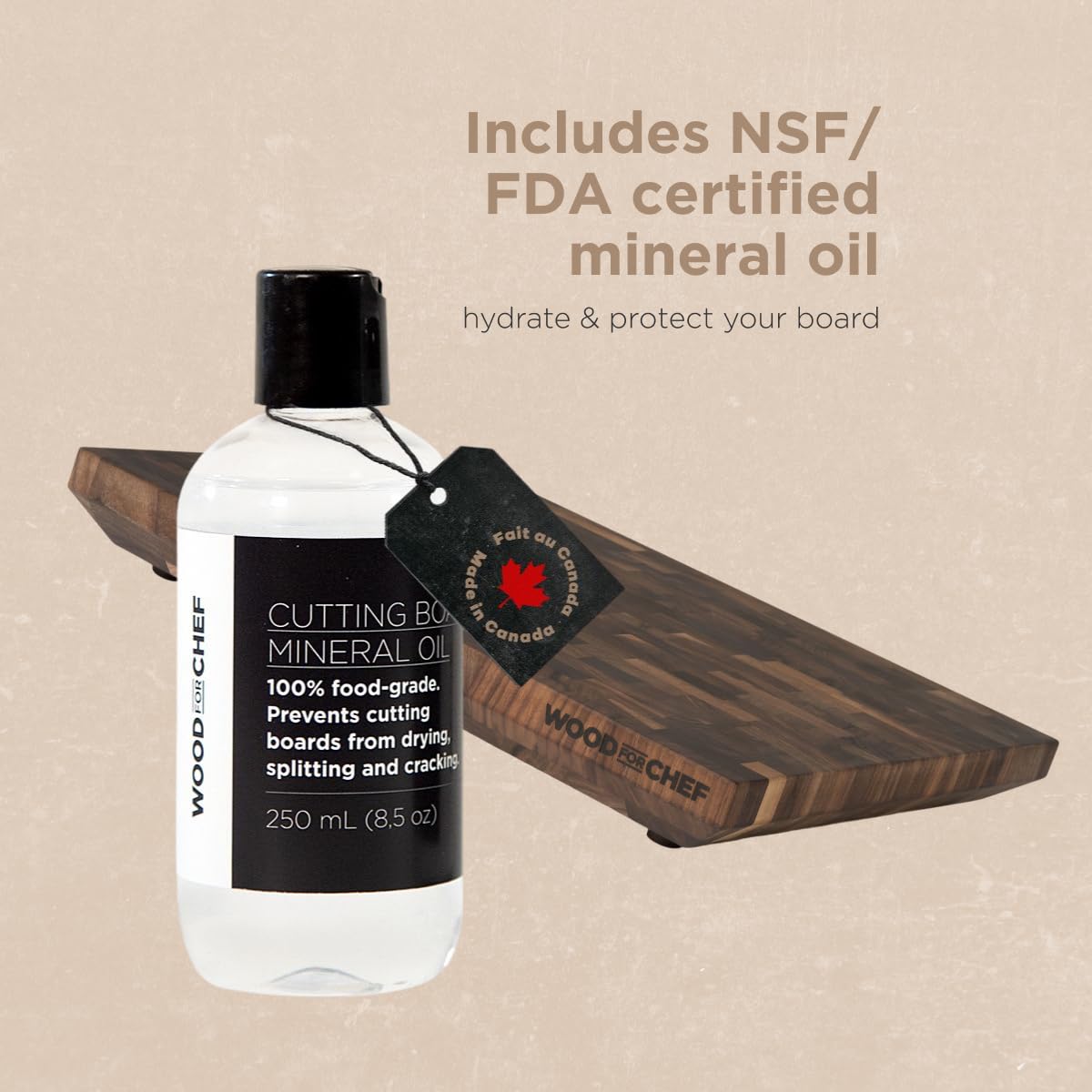 WoodForChef Heritage Large Walnut End Grain Cutting Board – Heavy Butcher Block Board with Feet & Mineral Oil Bottle – Foodsafe Wooden Prep Deck for Kitchen & Professional Chefs - 18x16x2 inches