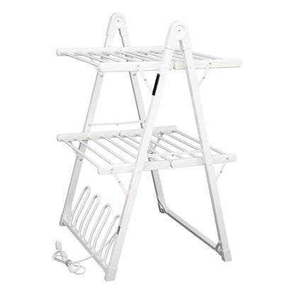 SHARNDY Electric Heated Clothes Drying Rack,Foldable Heated Garment Dryer with Timer Shut-Off Laundry Rack for Clothes Shoes Socks,Aluminum Alloy,White,Plug & Play,(39.37x25.98x23.82in)