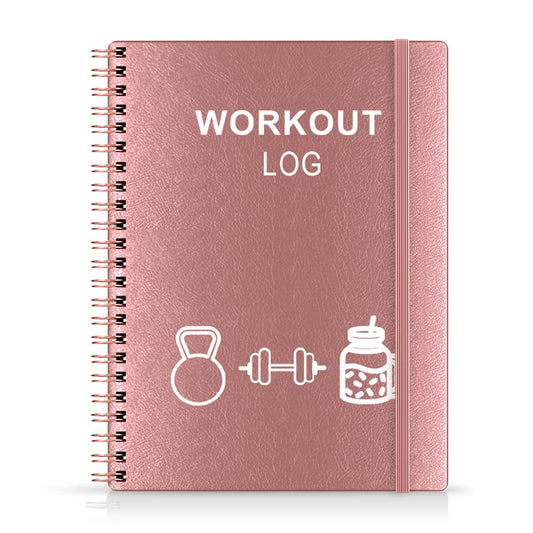 Workout Journal - A5 Fitness Journal/Workout Log Book to Track Weight Loss, GYM Journal, Bodybuilding Progress-Daily Health/Wellness Tracker, Exercise Journal for Women, Pink PU Cover Fitness Planner