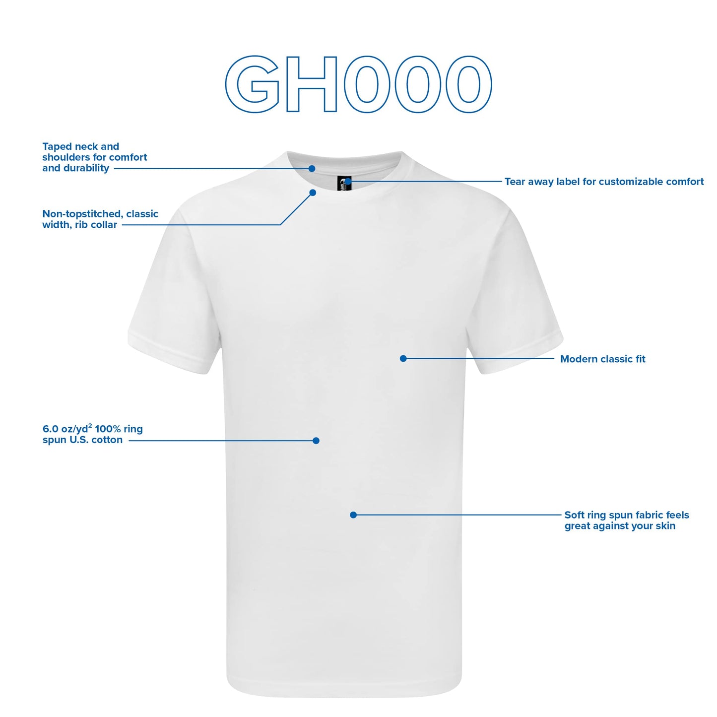 Gildan T-Shirt, Style GH000, Black (2-Pack), Small