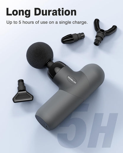 Mini Massage Gun, Percussion Muscle Massager for Back Pain Relief, Compact Sports Travel Massage Gun with 6 Massage Heads 4 Speeds, Gift for Her, Home, Athletes