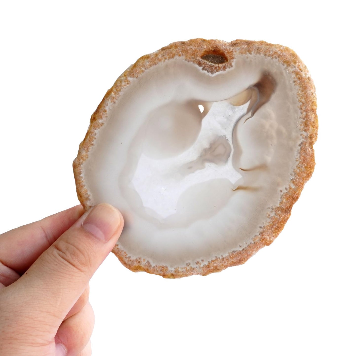 Sisamn Natural Agate Slices Bulk Crystal Geode Coasters Set of 4 - Unique 4-5 Inch Cute Stone Drink Coasters with Rubber Bumpers - Natural Slices Geode for Home Decor, Coffee Table, Bar Accessories
