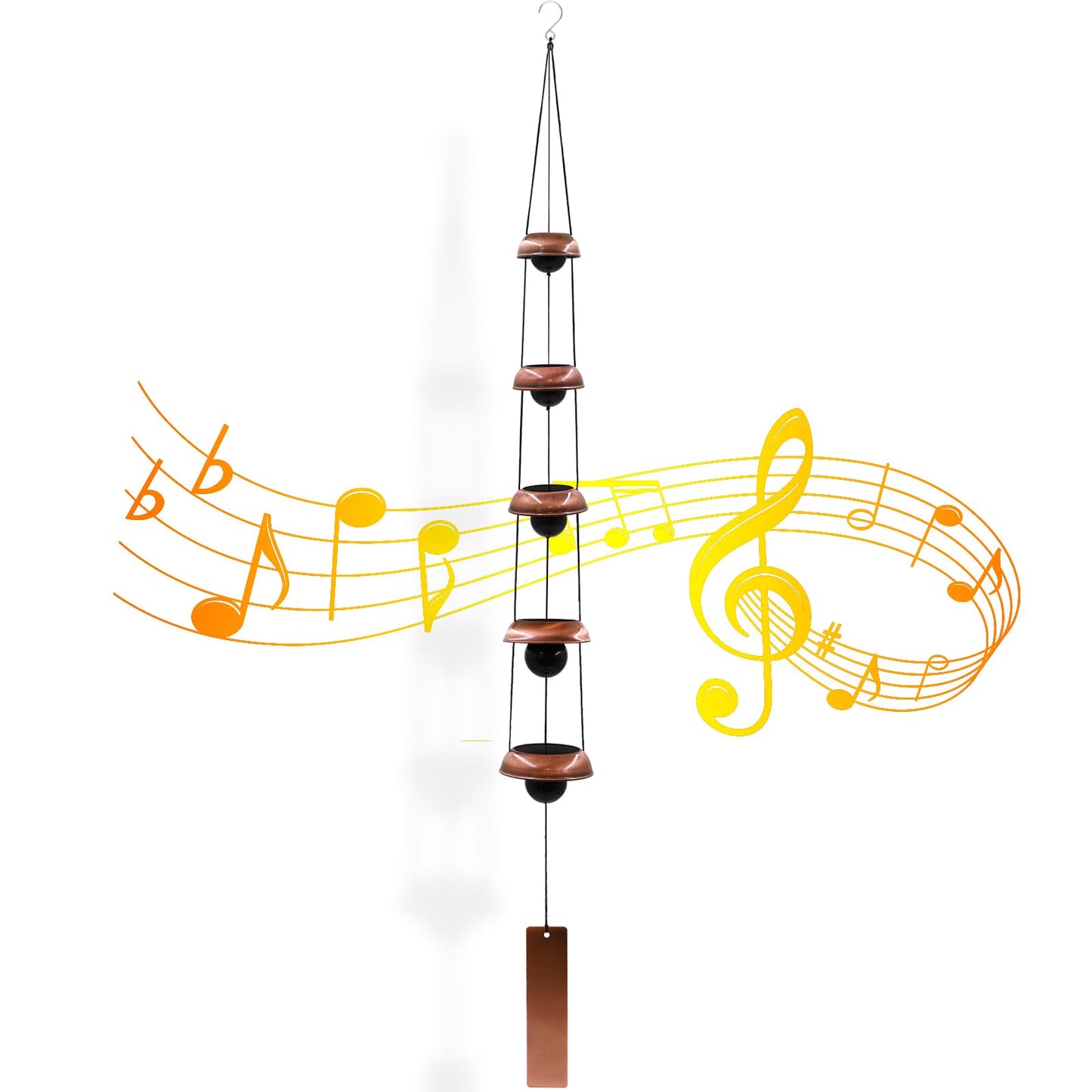 Wind Chimes for Outside with 5 Bell Unique Copper Musical Chimes Feng Shui Windchime for Home Garden Patio Porch Decor Gifts for Mom Grandma