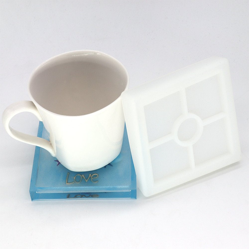 3 Pack DIY Coaster Silicone Mold, Include Round, Square, Hexagon, Molds for Casting with Resin, Cement