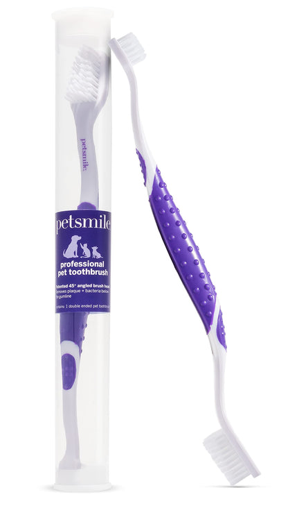 petsmile Professional Pet Toothbrush - Patented 45 Degree Cat & Dog Toothbrush for Small & Large Animals - Pet Accessories for Dental Care - VOHC Approved Teeth Cleaning - Dog Toothpaste Not Included