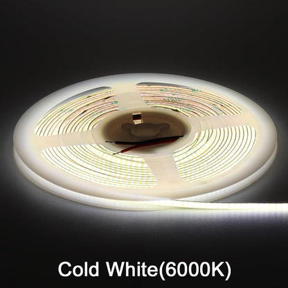 3mm COB Strip Light, DC 12V Cold White 16.4ft Flexible Cuttable Ultra-Thin LED Tape CRI>90 Uniform Dotless 400LEDs/M LED Light for Christmas Bedroom Home Kitchen Cabinet Decor (NO Power Supply)