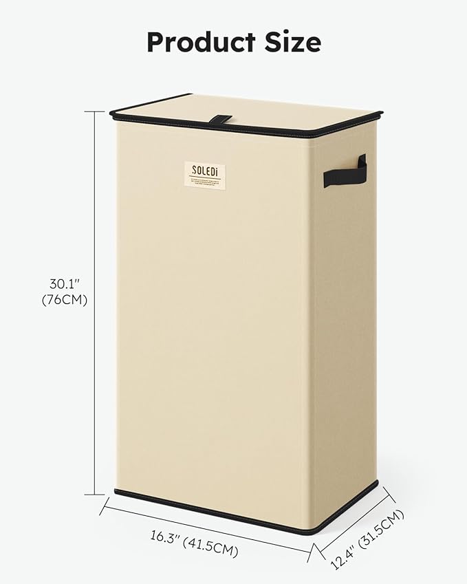 SOLEDI Laundry Hamper with Lid 100L Large & Tall Collapsible Laundry Basket