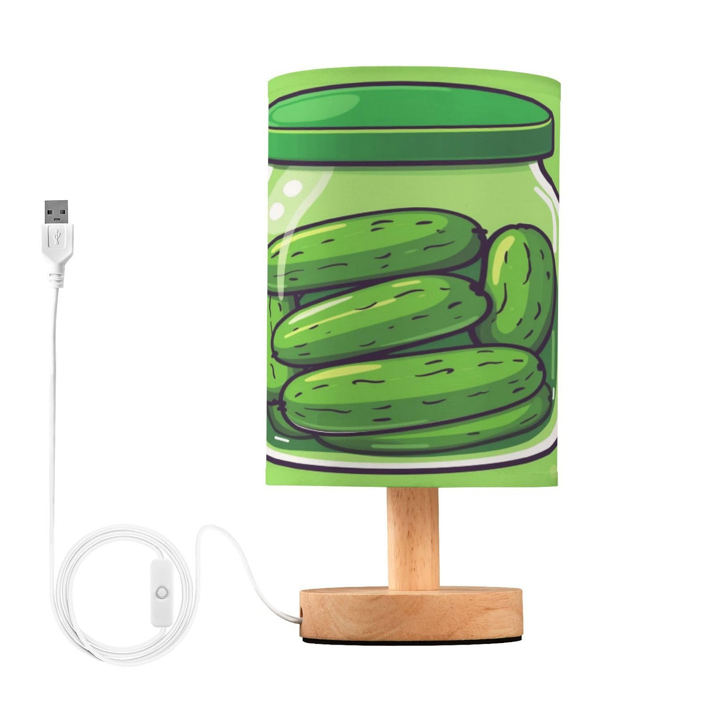 Pickles Cucumber Canning Bedside Lamp Table Lamps Desk Lamp Cylinder Nightstand Lamp for Bedroom Living Room Office Decor
