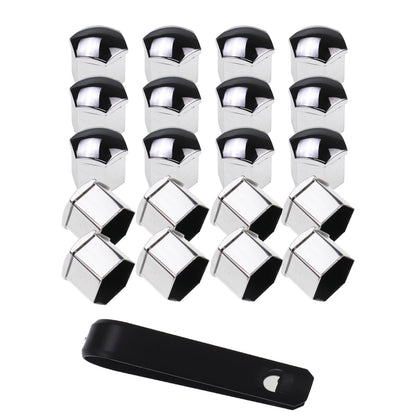 Nihfien 20 Pcs Wheel Lug Nut Covers Bolt Caps,19mm Silver Universal Anti-Rust Car Tire Nut Caps Bolt Cover,Hexagonal Plastic Tire Bolt with Removal Tool (Silver)