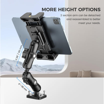 OHLPRO Tablet Mount for Truck - Heavy Duty Drill Base Tablet Holder for Car Dashboard, iPad Holder for All 5"-13" iPad Pro Samsung Galaxy Kindle fire Tablets and Car Wall etc. - 8-inch Arm