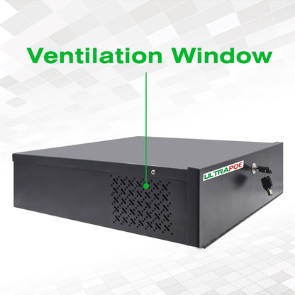 Heavy Duty 16-Gauge Steel DVR/NVR Lock Box with AC Fan – Secure Wall or Floor Mount Enclosure (18 x 18 x 5 in) – Includes Lock for Enhanced Security
