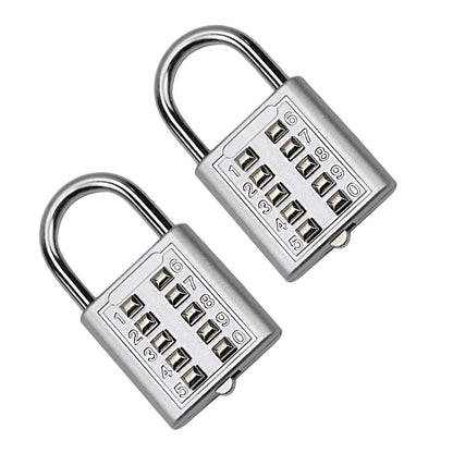 Li-TianFeng 2Pcs 10-Digit Combination Padlock Push Button Lock for Locker Gym, Case, Drawer, Toolbox (silver-2pcs)