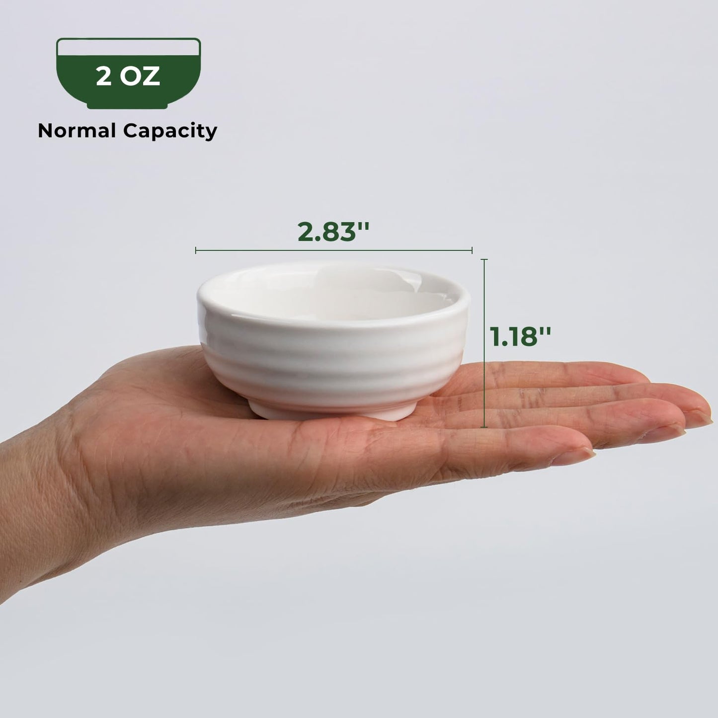 Iyulania 2.3 oz Mini Bowls, Set of 6 Small Bowls for Sauces Dippings Charcuterie Snacks Condiments, White