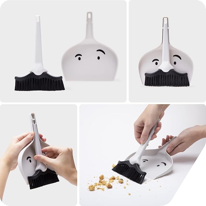 Peleg Design Dustache Small Dustpan and Brush Set, Mini Broom and Dustpan Set