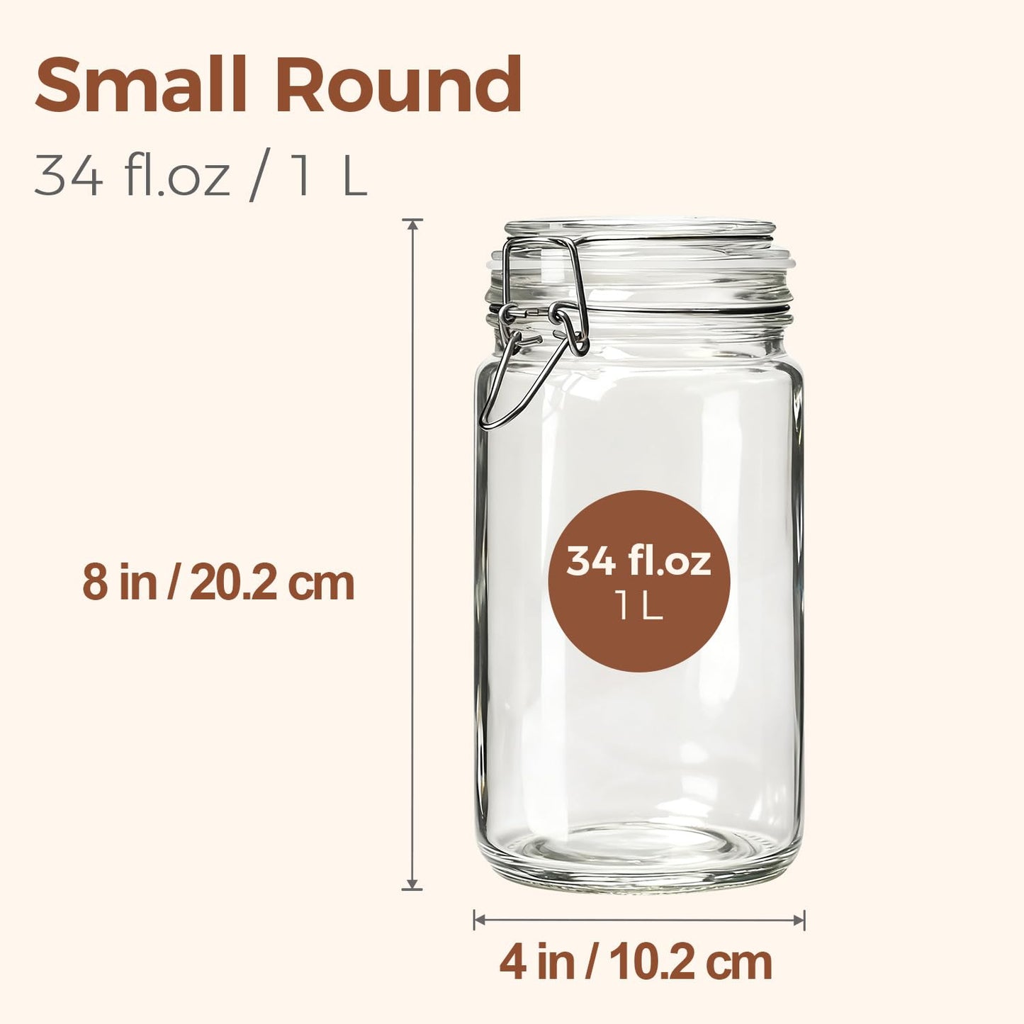 ComSaf 1 Quart Glass Jars with Airtight Lids (32oz, Set of 3), Straight-Sided Canisters for Sourdough Starter & Fermenting, 1L Hermetic Pantry Storage for Flour, Sugar, and Coffee